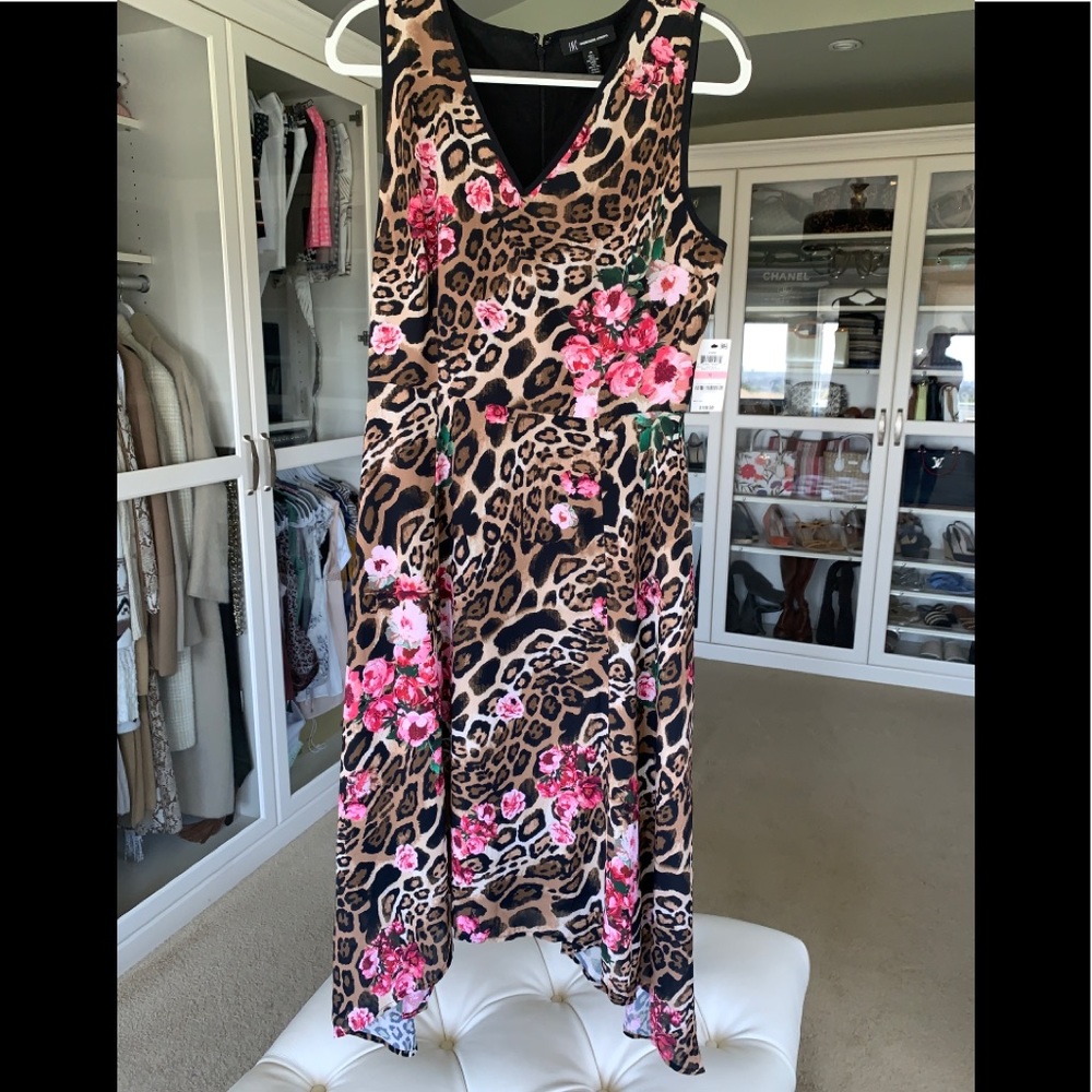 INC leopard wave floral dress